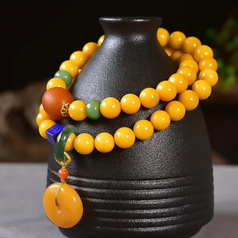 Gu He Amber/Beeswax Bracelets Unisex-5