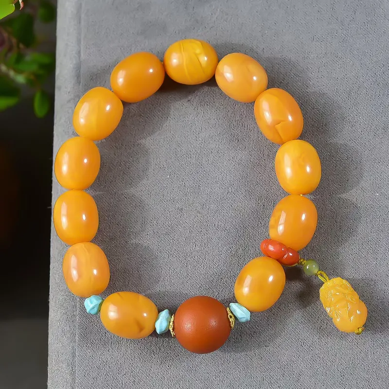 Gu He Amber/Beeswax Bracelets Unisex-5