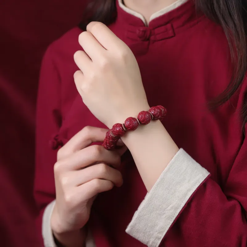Gu He Reconstructed Cinnabar Bracelets Unisex-6