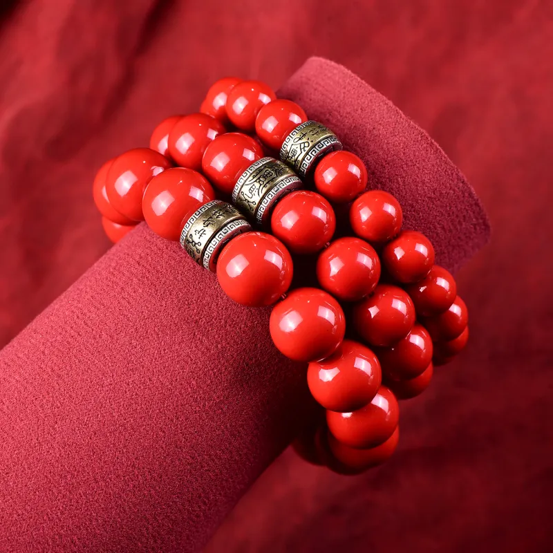 Gu He Reconstructed Cinnabar Jade Bracelets Unisex-5