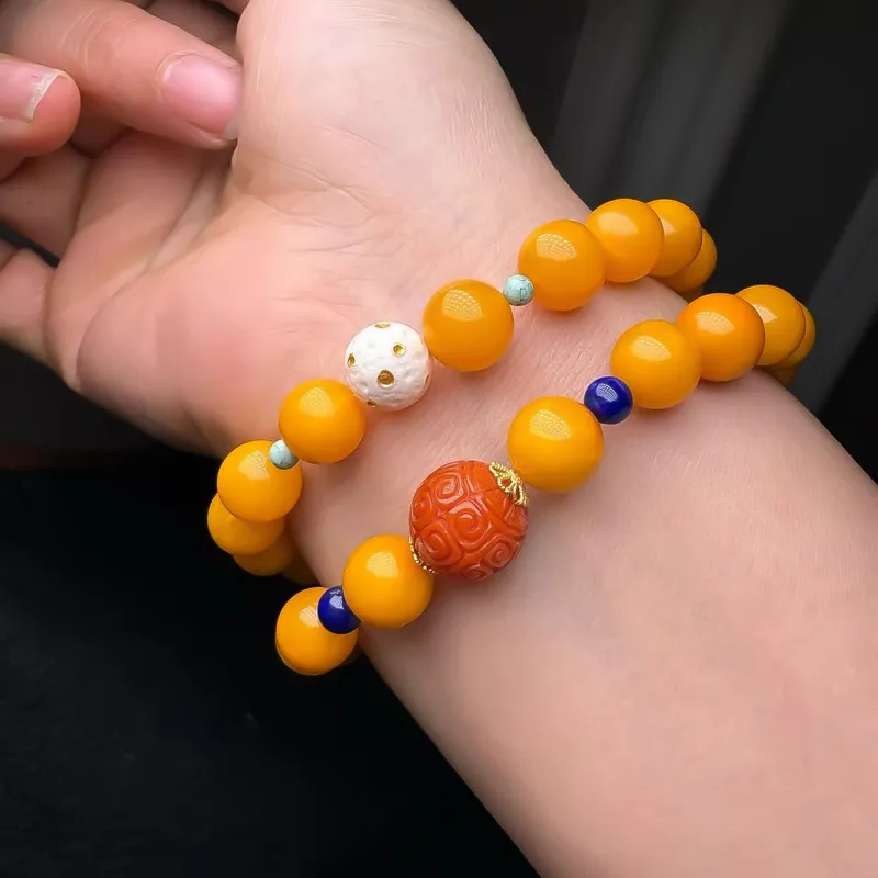 Gu He Amber/Beeswax Bracelets Unisex-7