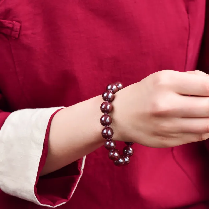 Gu He Natural Cinnabar Jade Bracelets Men's-27
