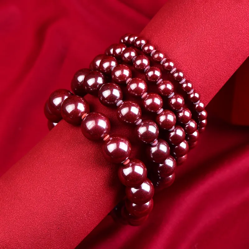 Gu He Natural Cinnabar Jade Bracelets Men's-6