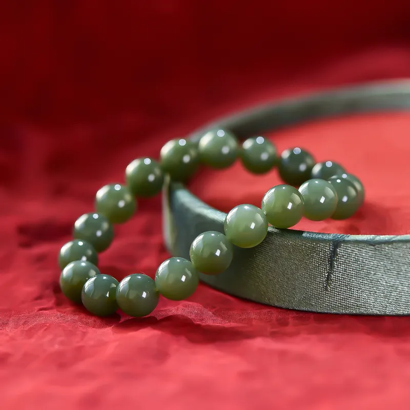 Gu He Hetian Jade Bracelets Green Jade Unisex-7