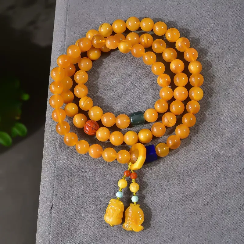 Gu He Amber/Beeswax Fine Jade Bracelets Unisex-4