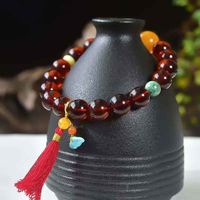 Gu He Amber/Beeswax Fine Jade Bracelets Unisex-6