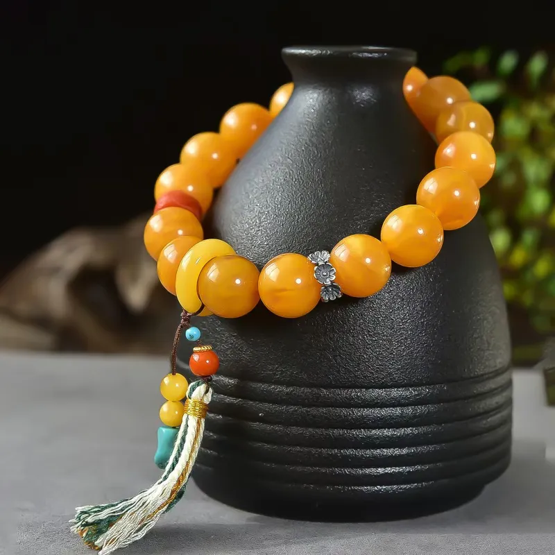 Gu He Amber/Beeswax Jade Bracelets Unisex-4