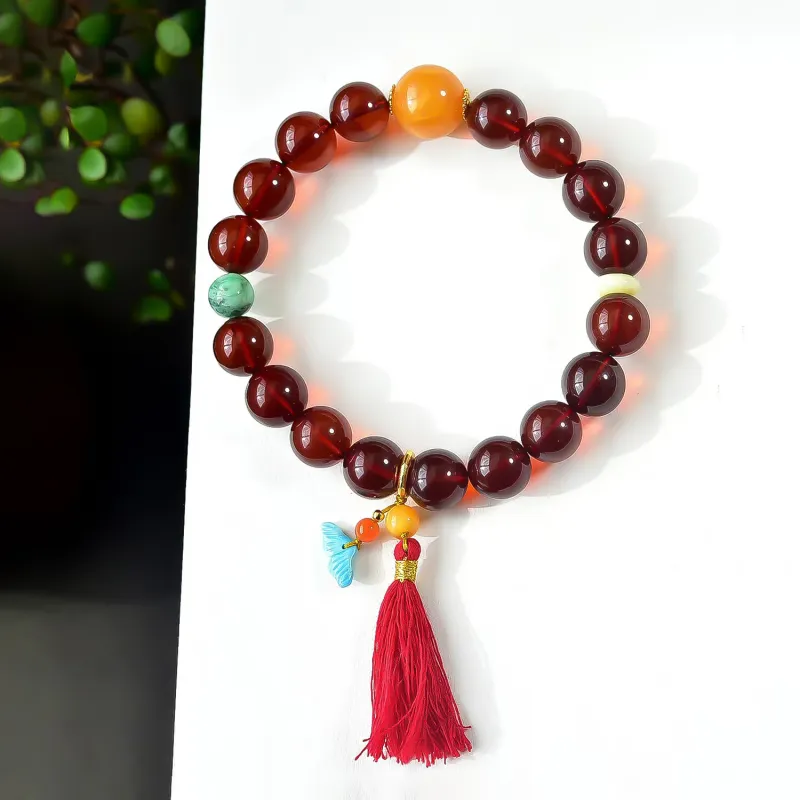 Gu He Amber/Beeswax Fine Jade Bracelets Unisex-2