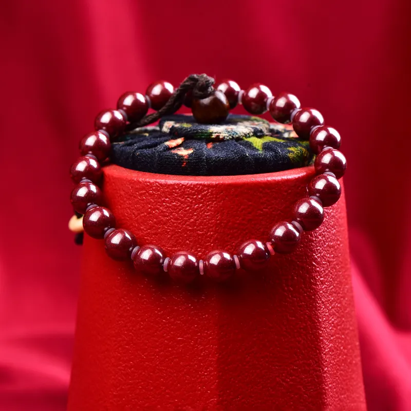 Gu He Natural Cinnabar Jade Bracelets Men's-12