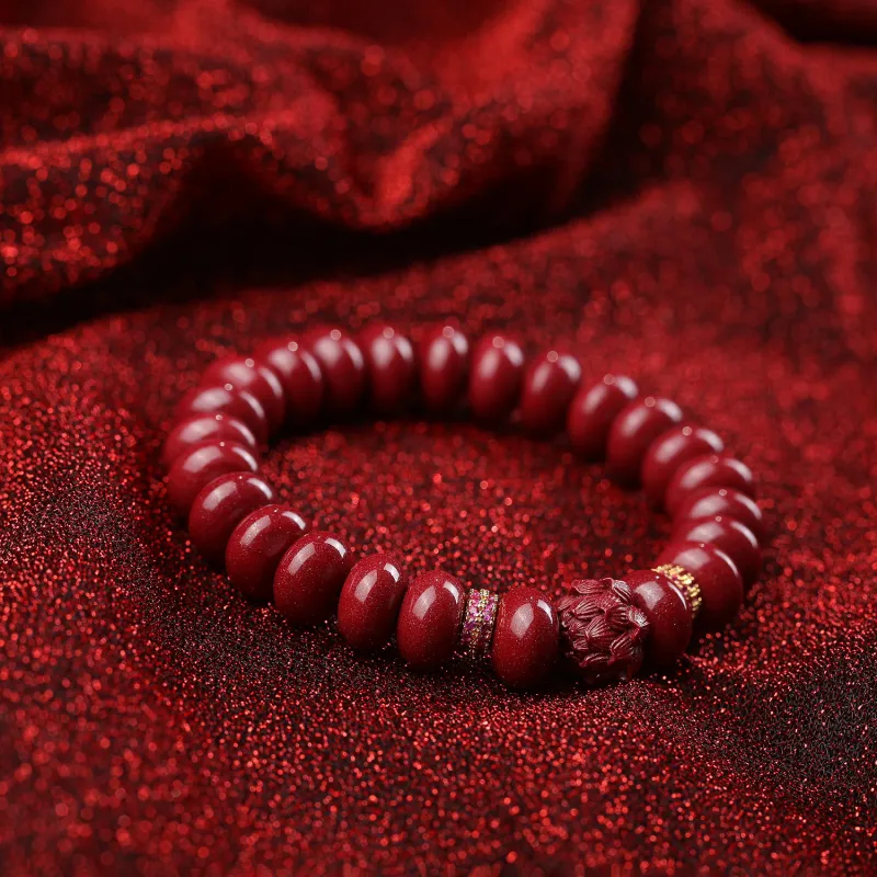 Gu He Reconstructed Cinnabar Bracelets Unisex-3