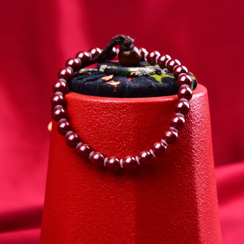 Gu He Natural Cinnabar Jade Bracelets Men's-4