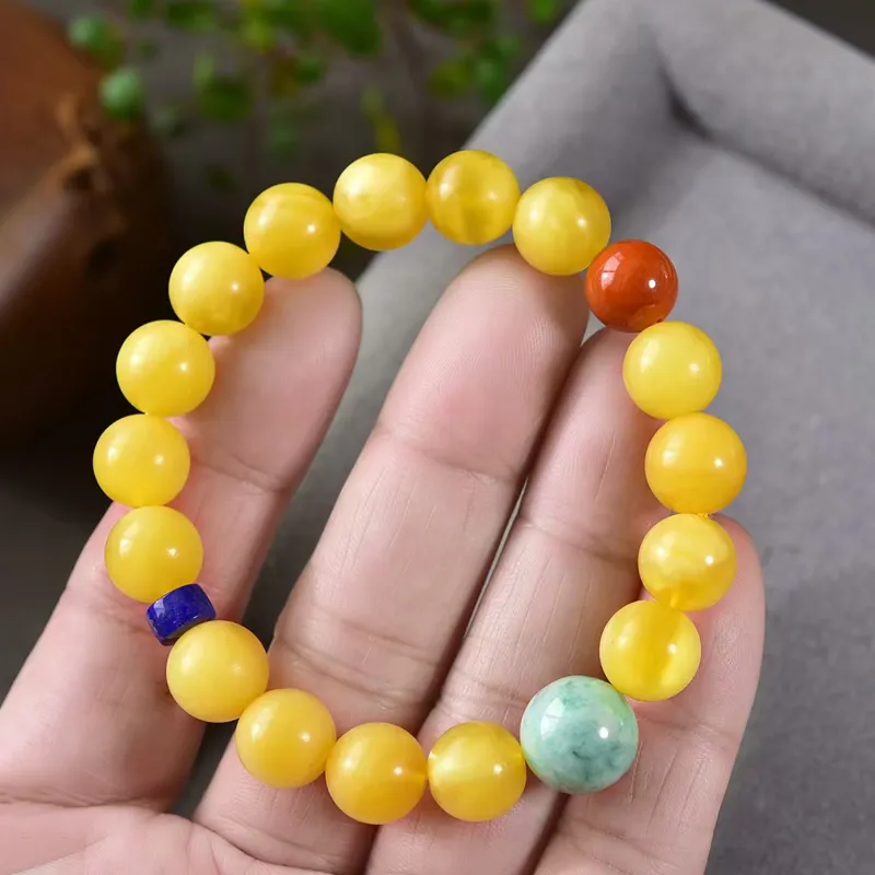 Gu He Amber/Beeswax Fine Jade Bracelets Unisex-1