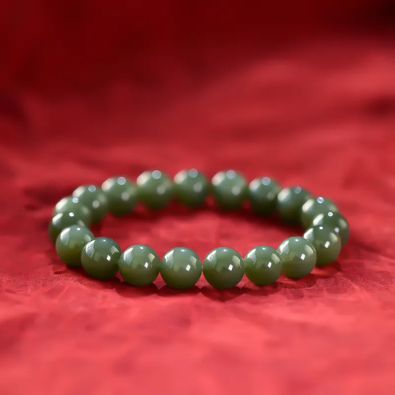 Gu He Hetian Jade Bracelets Green Jade Unisex-5