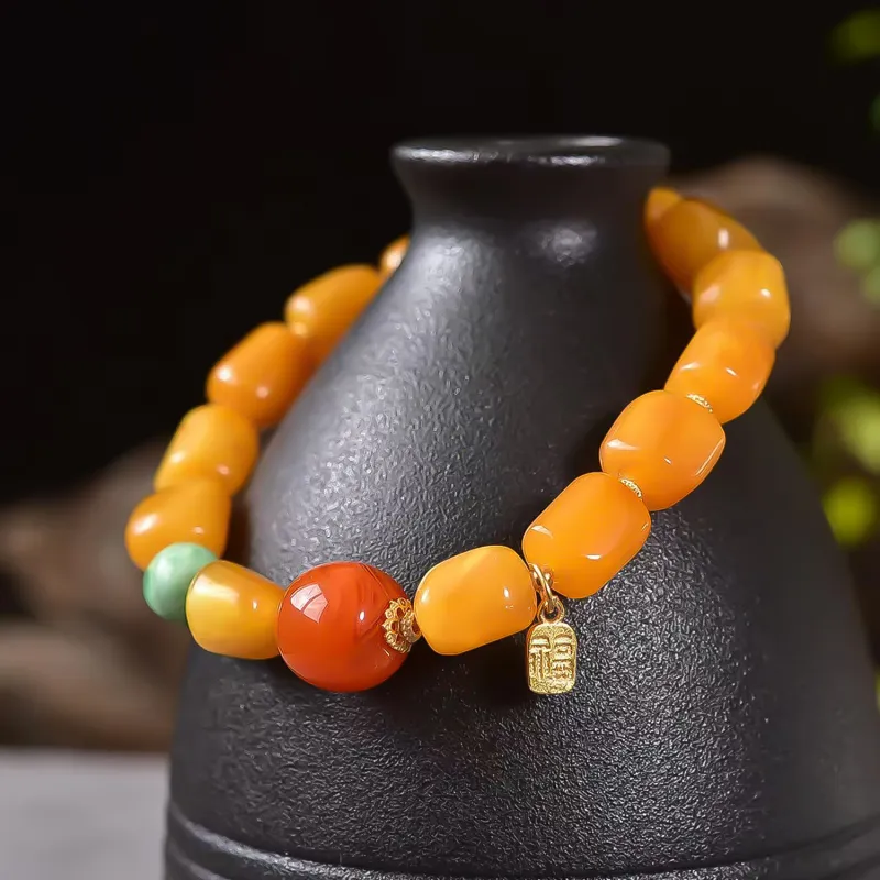 Gu He Amber/Beeswax Bracelets Unisex-3