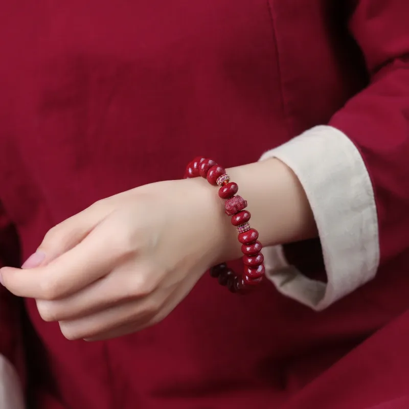 Gu He Reconstructed Cinnabar Bracelets Unisex-7