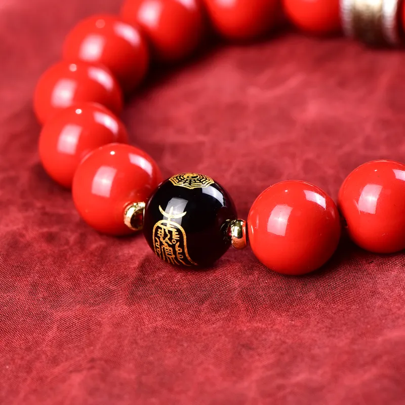 Gu He Reconstructed Cinnabar Jade Bracelets Unisex-15