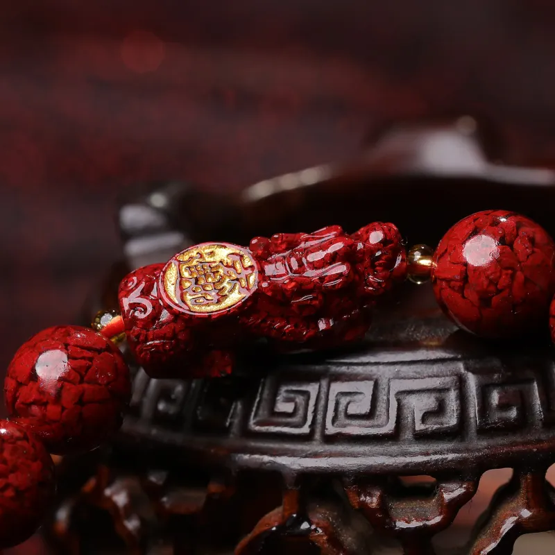 Gu He Reconstructed Cinnabar Jade Bracelets Unisex-3