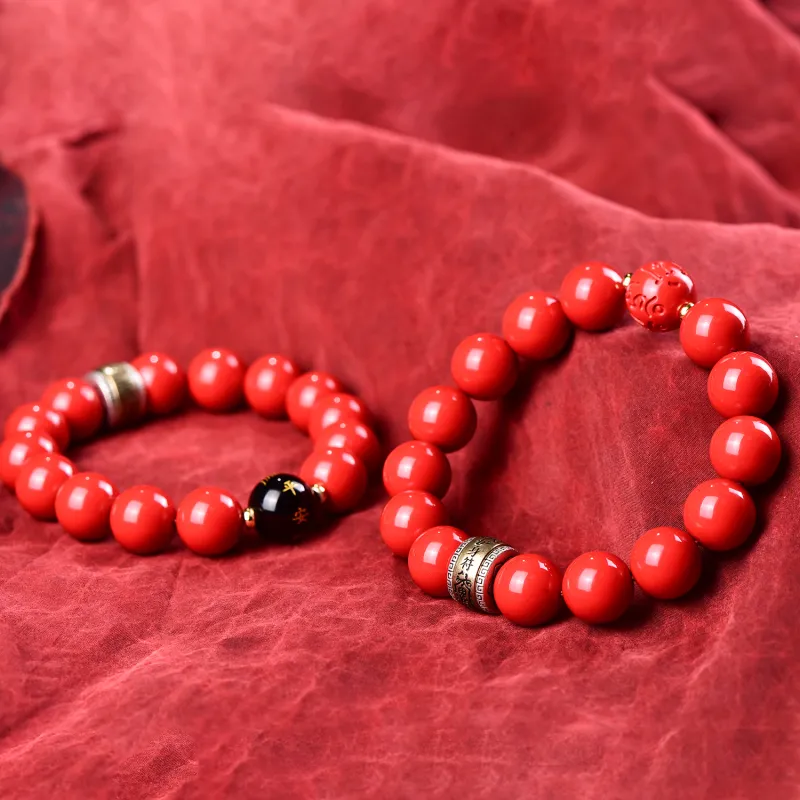 Gu He Reconstructed Cinnabar Jade Bracelets Unisex-6