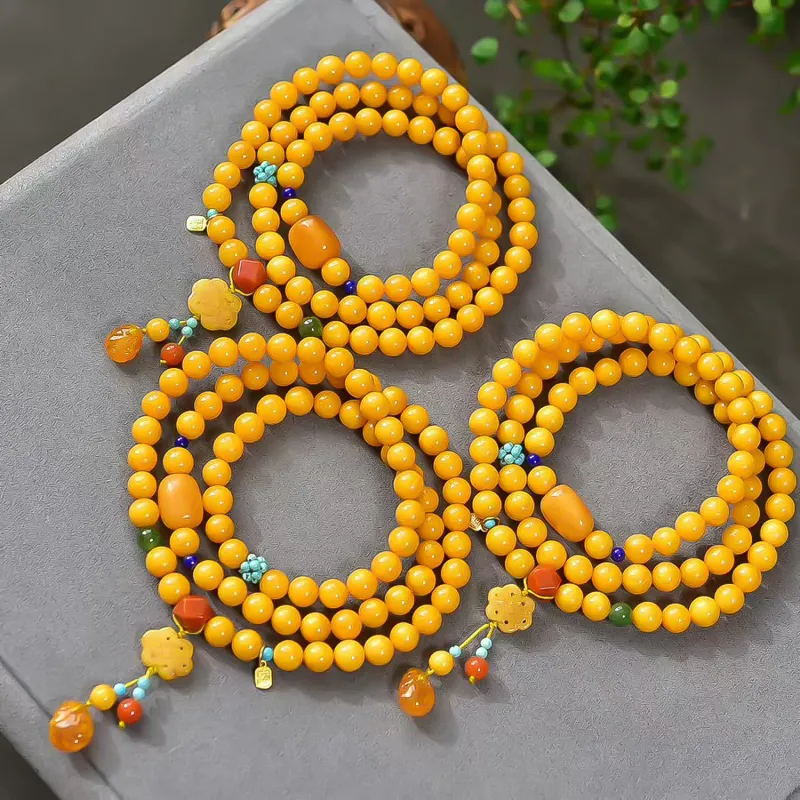 Gu He Amber/Beeswax Bracelets Unisex-5