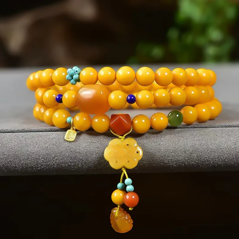 Gu He Amber/Beeswax Bracelets Unisex-4