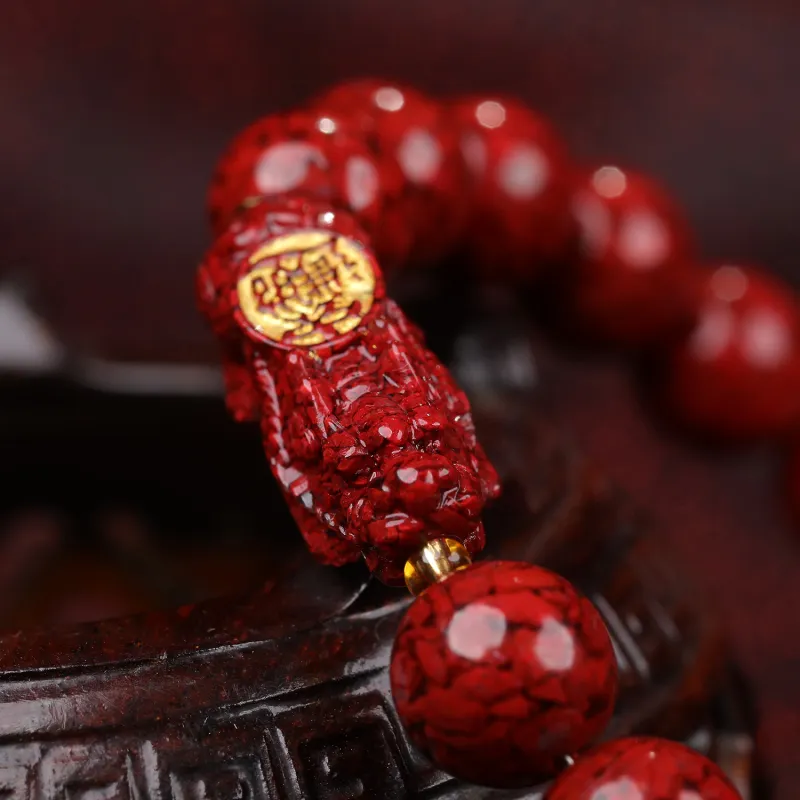 Gu He Reconstructed Cinnabar Jade Bracelets Unisex-7