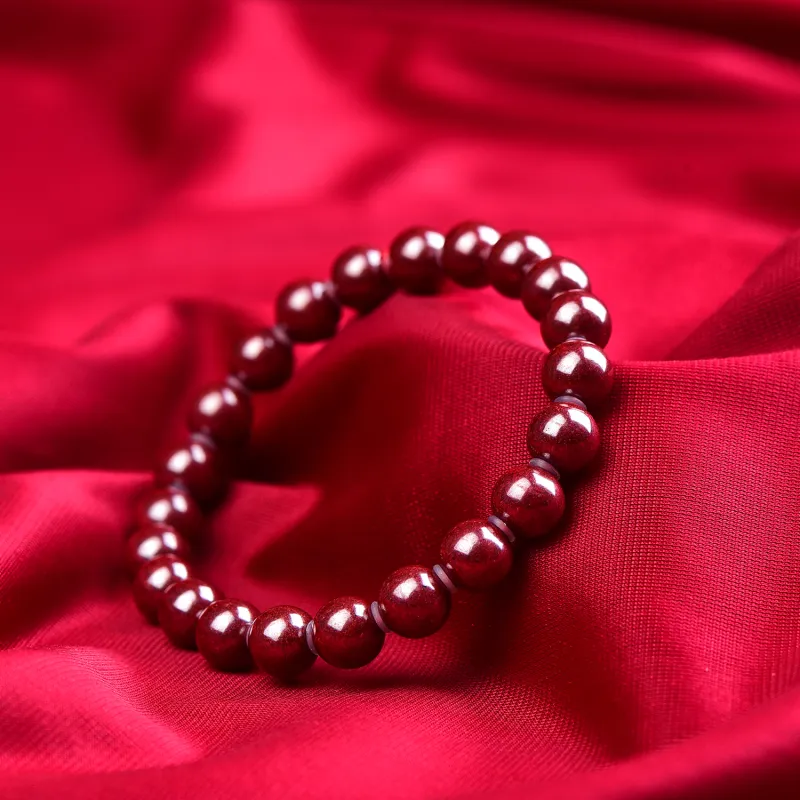 Gu He Natural Cinnabar Jade Bracelets Men's-17