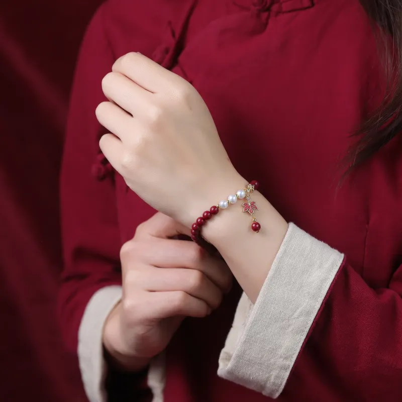 Gu He Reconstructed Cinnabar Bracelets Unisex-5