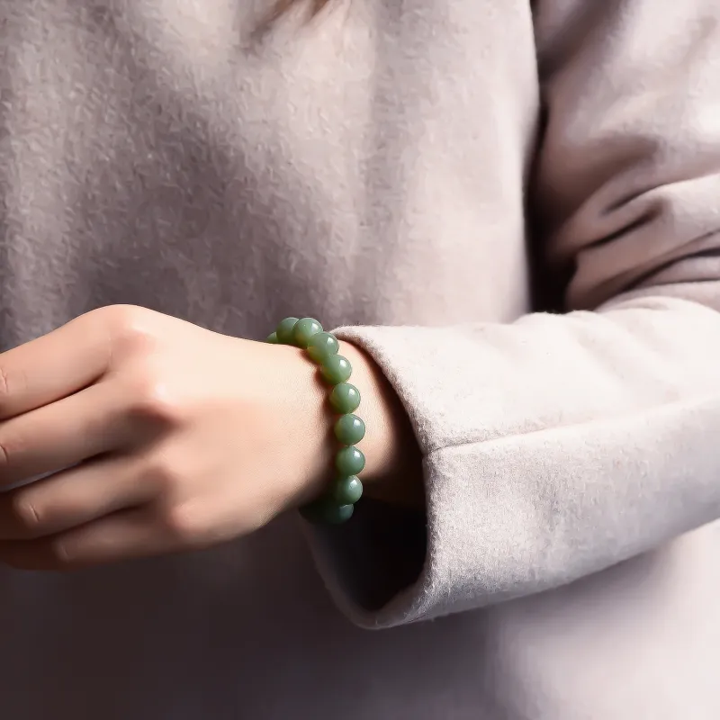 Gu He Hetian Jade Bracelets Green Jade Unisex-1