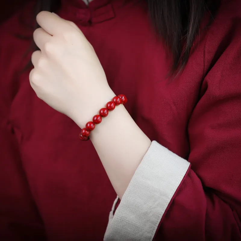Gu He Reconstructed Cinnabar Jade Bracelets Unisex-10