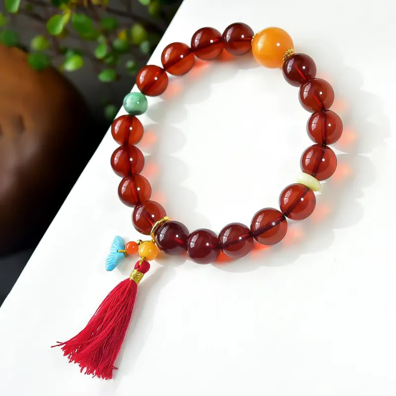 Gu He Amber/Beeswax Fine Jade Bracelets Unisex-3