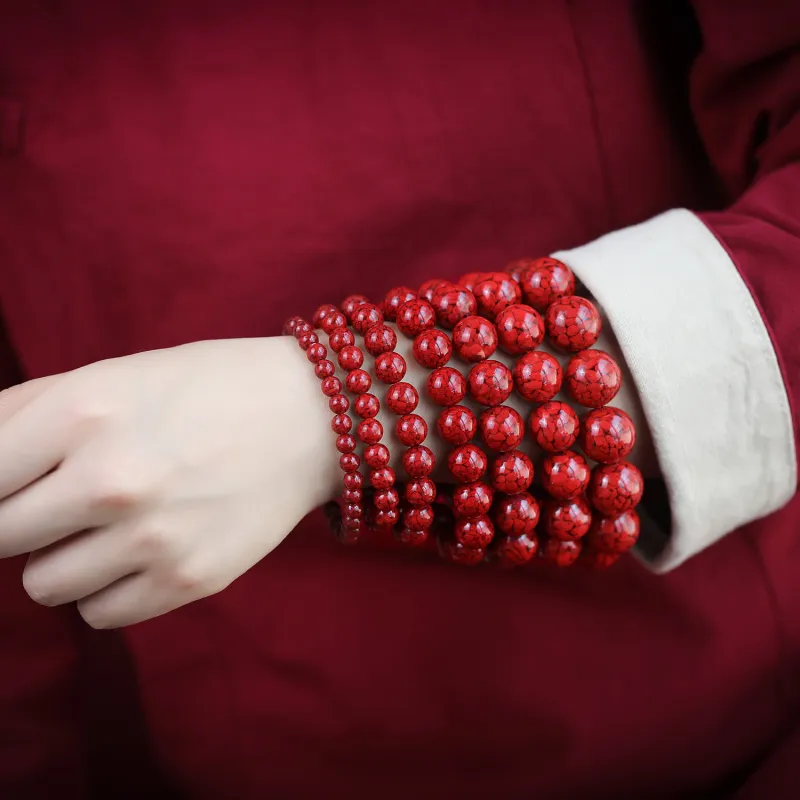 Gu He Reconstructed Cinnabar Jade Bracelets Unisex-23