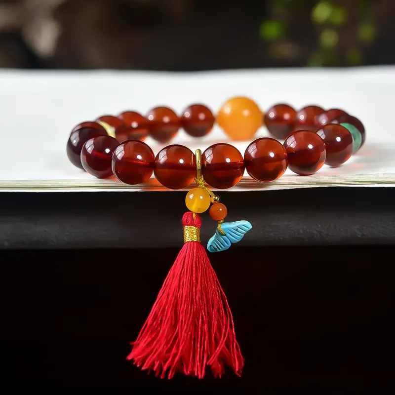 Gu He Amber/Beeswax Fine Jade Bracelets Unisex-1