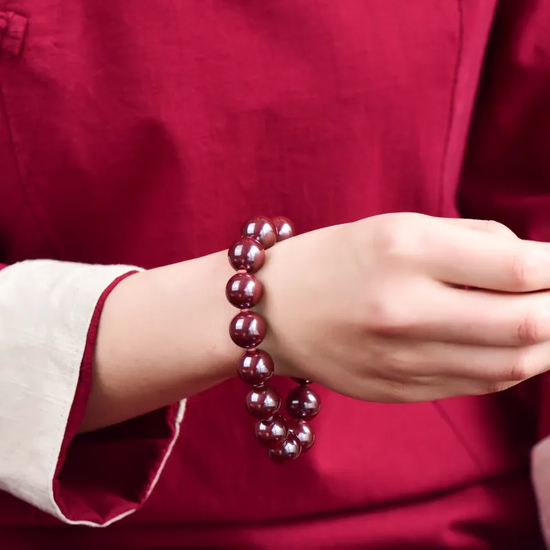 Gu He Natural Cinnabar Jade Bracelets Men's-34
