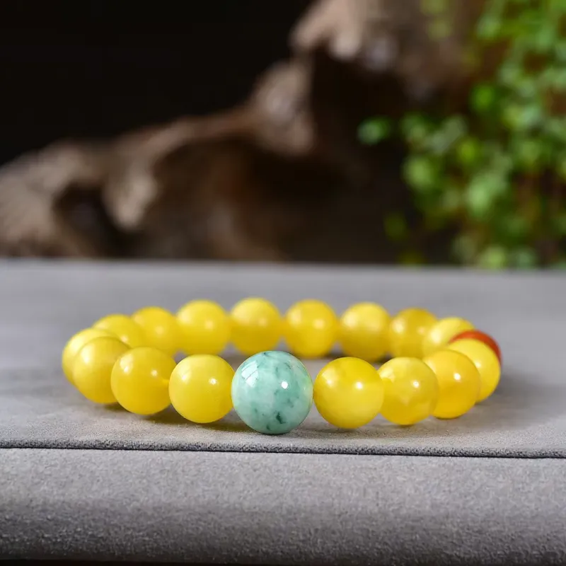 Gu He Amber/Beeswax Fine Jade Bracelets Unisex-5