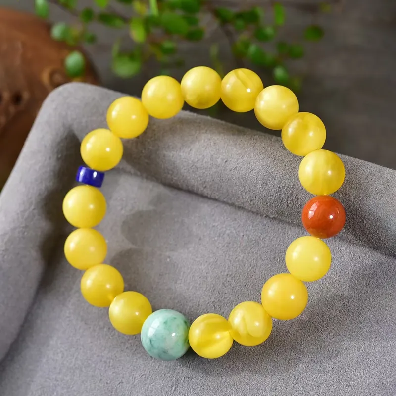 Gu He Amber/Beeswax Fine Jade Bracelets Unisex-4