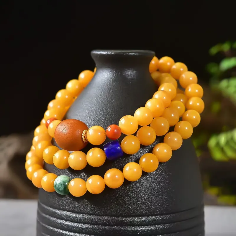 Gu He Amber/Beeswax Bracelets Unisex-5