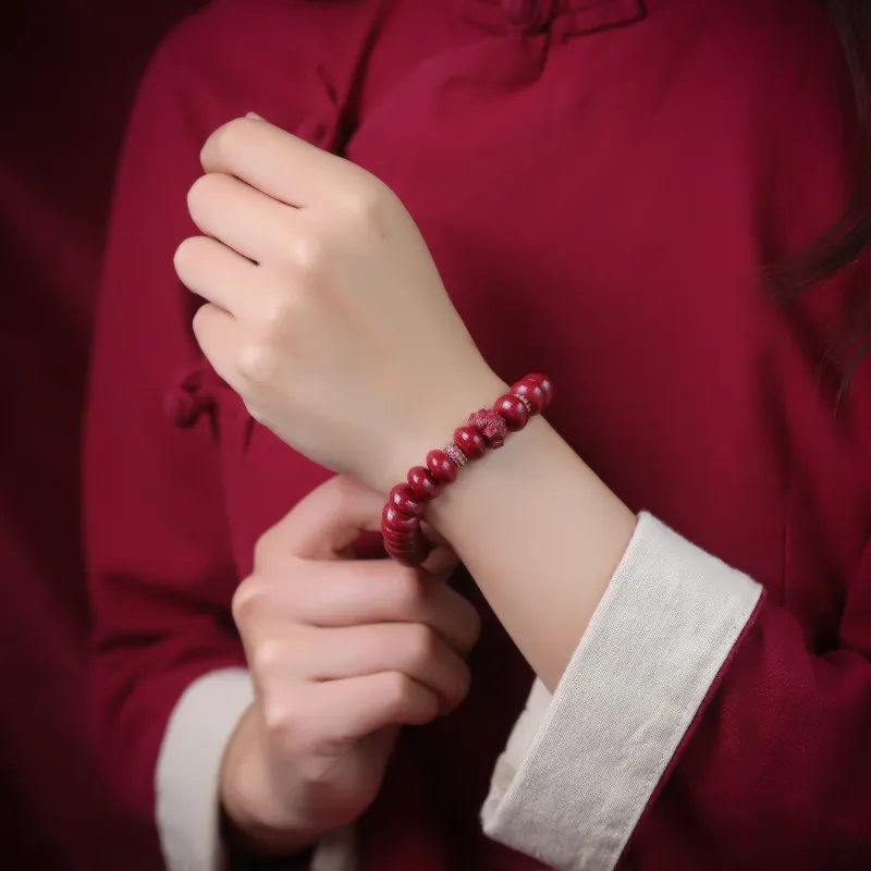 Gu He Reconstructed Cinnabar Bracelets Unisex-4