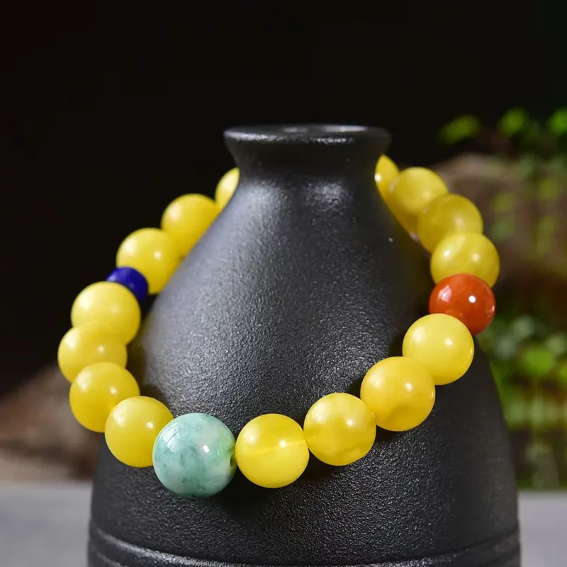 Gu He Amber/Beeswax Fine Jade Bracelets Unisex-2