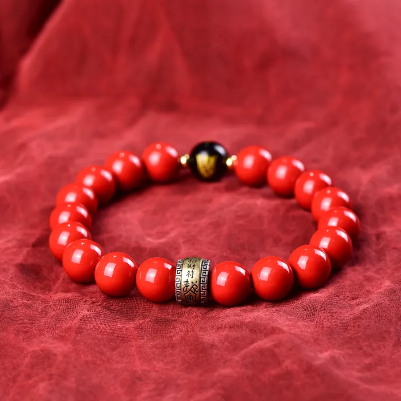 Gu He Reconstructed Cinnabar Jade Bracelets Unisex-12