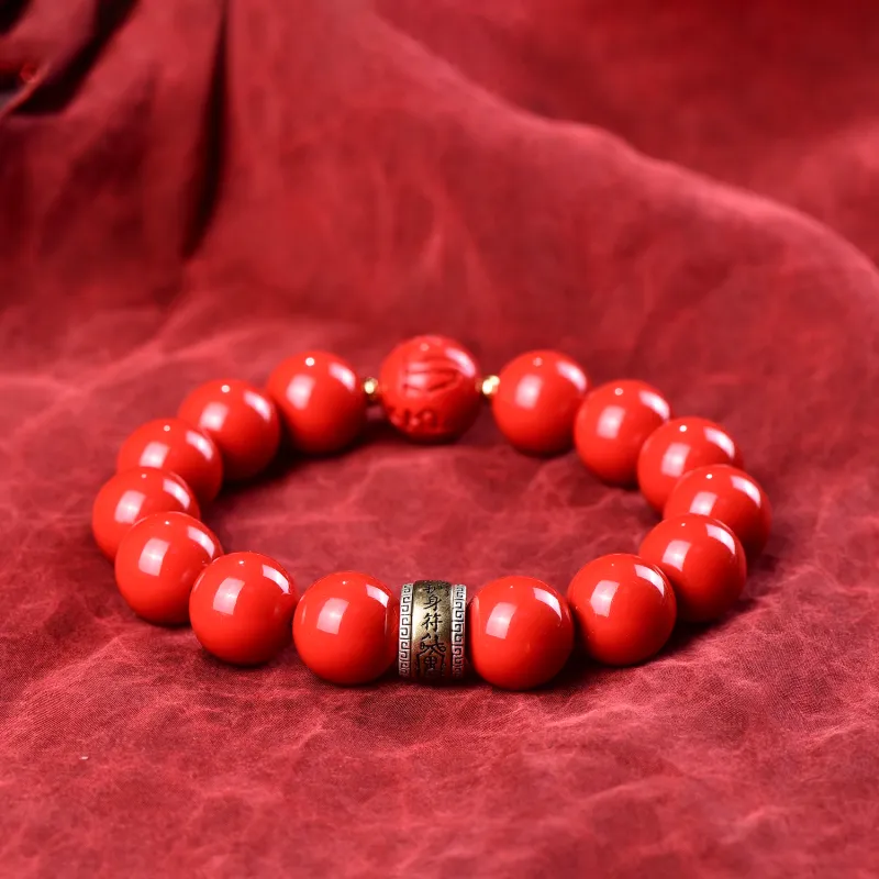 Gu He Reconstructed Cinnabar Jade Bracelets Unisex-10