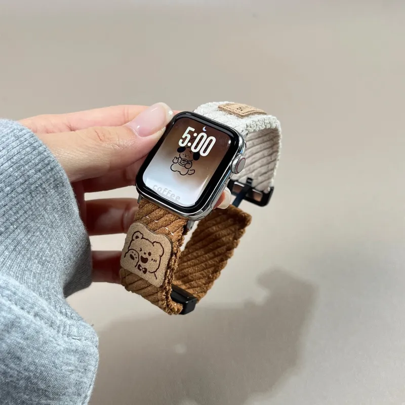 Miss Wrist Apple Compatibility Watch Band 145~208mm Corduroy Material-2