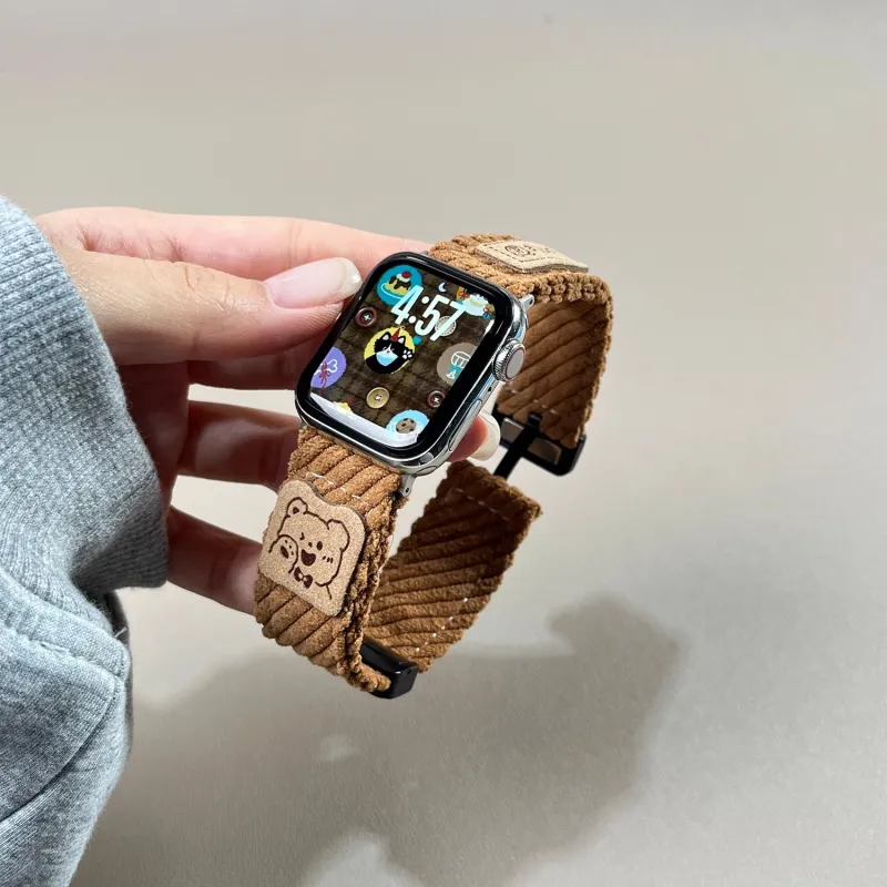Miss Wrist Apple Compatibility Watch Band 145~208mm Corduroy Material-5