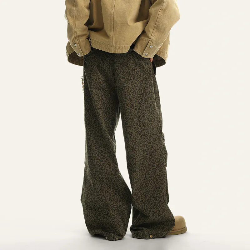 JHYQ Casual Pants Unisex Leopard Print Green-3