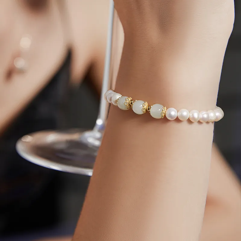 JAY Hetian Jade Bracelets Pale Greenish White Jade Women's-4