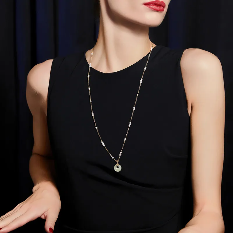 JAY Hetian Jade Necklaces Pale Greenish White Jade Women's-4
