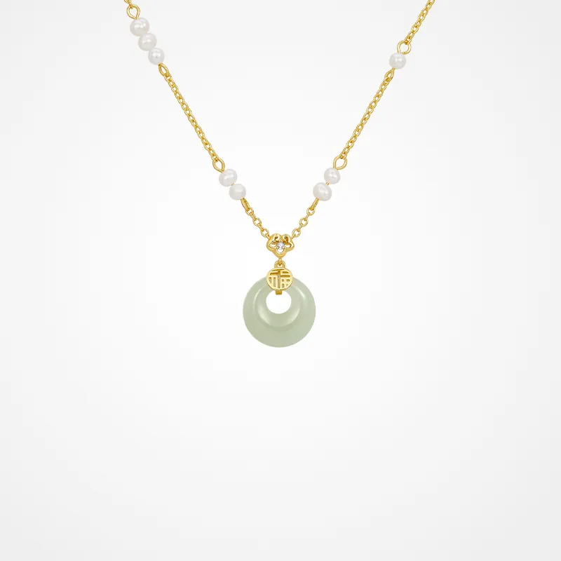 JAY Hetian Jade Necklaces Pale Greenish White Jade Women's-3