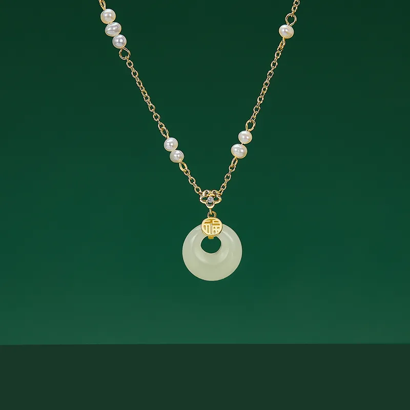 JAY Hetian Jade Necklaces Pale Greenish White Jade Women's-1