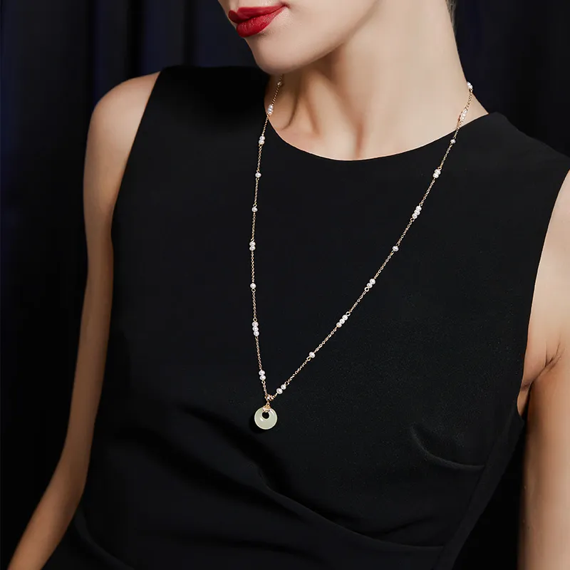 JAY Hetian Jade Necklaces Pale Greenish White Jade Women's-6