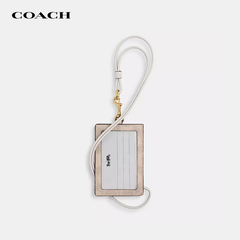 COACH PVC With Skin Card Holder Mini Women's Milk Tea & White-2