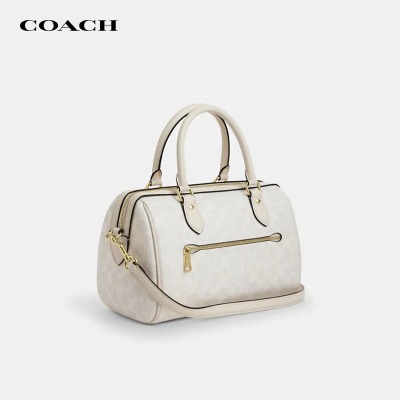 COACH Rowan PVC With Skin Handbag Women's White-1